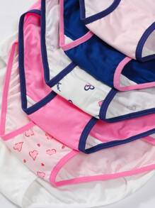 Tween Girl 6 Packs Triangle Panties With Heart Print, Color-Blocking, And Edging Design - Multicolor - View 7