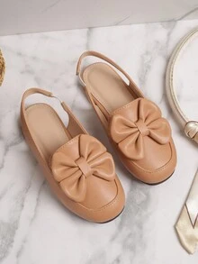 1 Pair Girls' PU Soft Bottom Breathable Closed Toe Flat Sandals, Spring/Summer - Brown - View 5