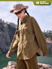 In My Nature Ladies' Solid Color Cargo Outdoor Shirt - Khaki - View 9