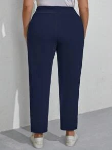 SHEIN LUNE Quần đi lại thông thường dành cho nữ cỡ lớn - Màu xanh hải quân - Xem 2
