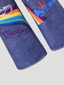 Teen Boy Street Fashion Printed Jeans - Blue - View 4