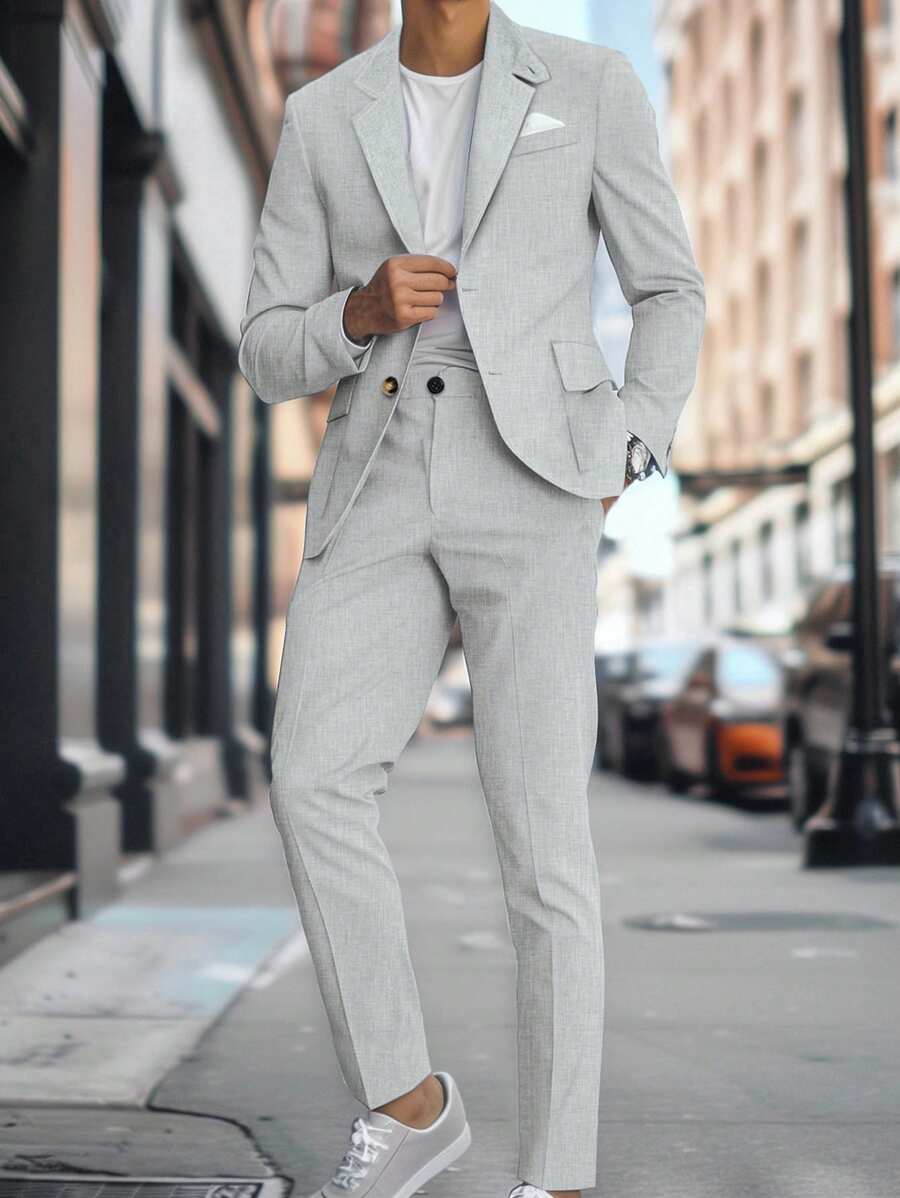 Manfinity Mode Men Simple Work Outfit Matching Suit Jacket And Suit ...