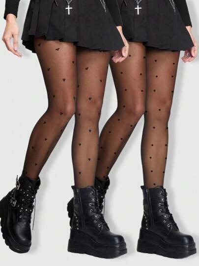 Goth (2 piezas) Conjunto de medias pantys transparentes sexys y lindas