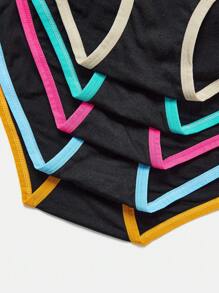 SHEIN Teen Girl Low Waist Breathable Knitted Comfortable Antibacterial Pure Cotton Triangle Panties 5-Pack - Black - View 3