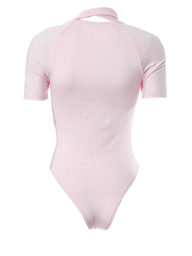 Women Solid Simple Daily Summer Slim Fit Bodysuit