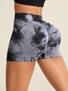 Easithlete Super Short Tie-Dye High Elasticity Sports Shorts Boot Shorts Spandex Short - Multicolor - View 1