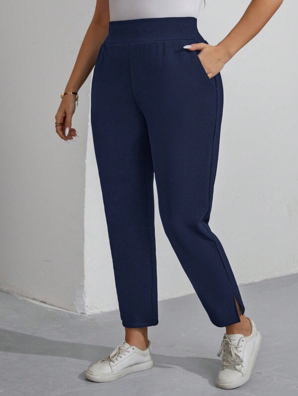 SHEIN LUNE Pantalones de mujer de talla grande para vestir casual en el trabajo
