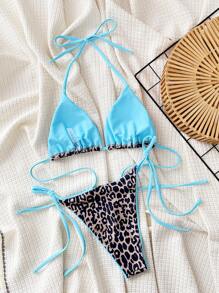 Swim SXY 2 件套女士 2025 年夏季海滩豹纹吊带性感比基尼泳装套装（多种印花）