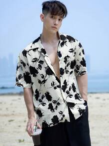 DAZY Männer Sommer Strand Hemd mit Blumen Muster