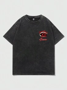 Manfinity EMRG Heren Verontrust Oog En Tekst Geprint T-shirts