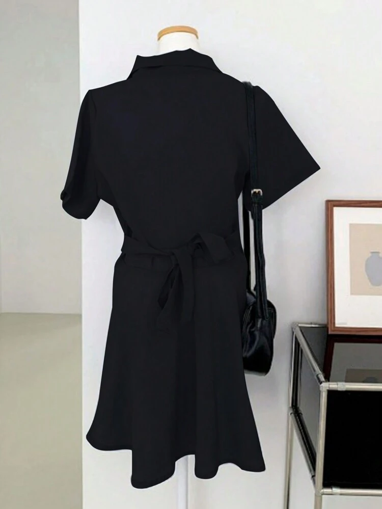 Women Solid Color Cinching Waist Short Dress Summer Sundress,Casual Women Dresses