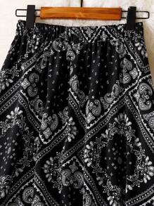 Women Paisley Printed Casual Holiday Long Skirt