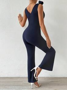 SHEIN Clasi Women Solid Color Simple Daily Jumpsuit With 3D Floral Decoration