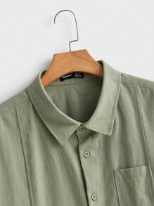 Manfinity VCAY Men Plus Size Woven Casual Short Sleeve Shirt And Shorts 2pcs Set