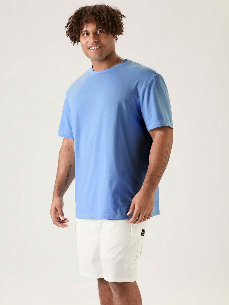 Manfinity VCAY Set de 2 camisetas casuales de manga corta para hombre de talla grande - Celeste - Ver 1