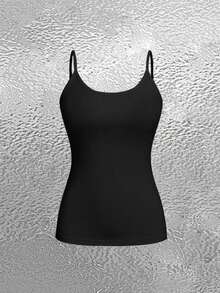 SHEIN EZwear 春夏大尺碼修身純色休閒吊帶上衣 - 彩色 - 查看 3