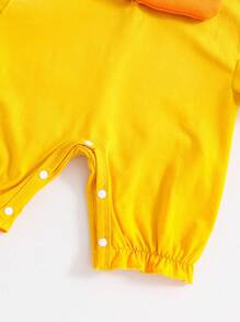 SHEIN Baby Boy Xuân/Hè Màu vàng vui nhộn in hình con vịt áo liền quần dễ thương - Nhiều màu - Xem 4