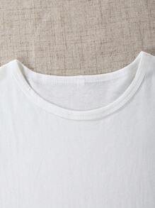 SHEIN Tween Girl Summer Casual Fashion Cartoon Slogan Printed Short Sleeve T-Shirt - White - View 5