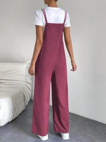 Breezaya Women's Casual Jumpsuit With Adjustable Straps, Suitable For Office, School, All Seasons - Rose Red - View 2