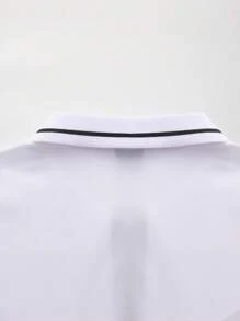 Manfinity Homme Men Summer Casual Color-Block Polo Shirt With Short Sleeves, For Golf