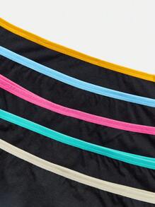 SHEIN Teen Girl Low Waist Breathable Knitted Comfortable Antibacterial Pure Cotton Triangle Panties 5-Pack - Black - View 5