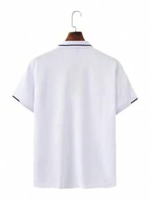 Manfinity Homme Men Summer Casual Color-Block Polo Shirt With Short Sleeves, For Golf