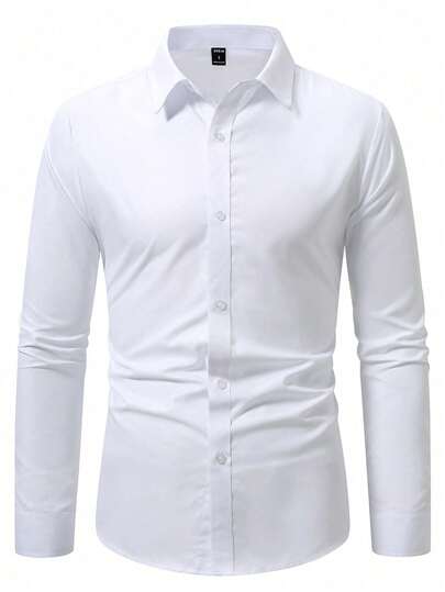 SHEIN Chemise décontractée à manches longues pour garçon préadolescent, à boutonnage simple, de couleur unie