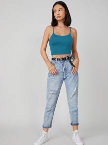 Top de tirantes crop unicolor - Azul - Ver 3