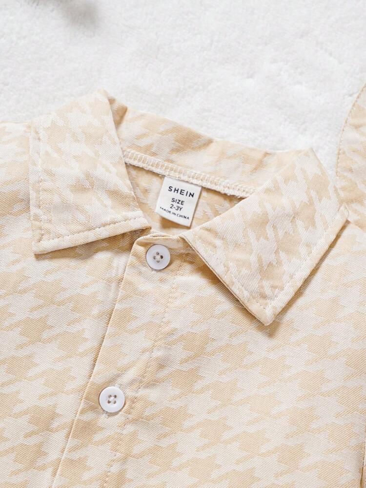 Plaid Denim Effect Shirt, Hat, And Shorts Street-Style Fashionable Baby Boy Infant Outfit