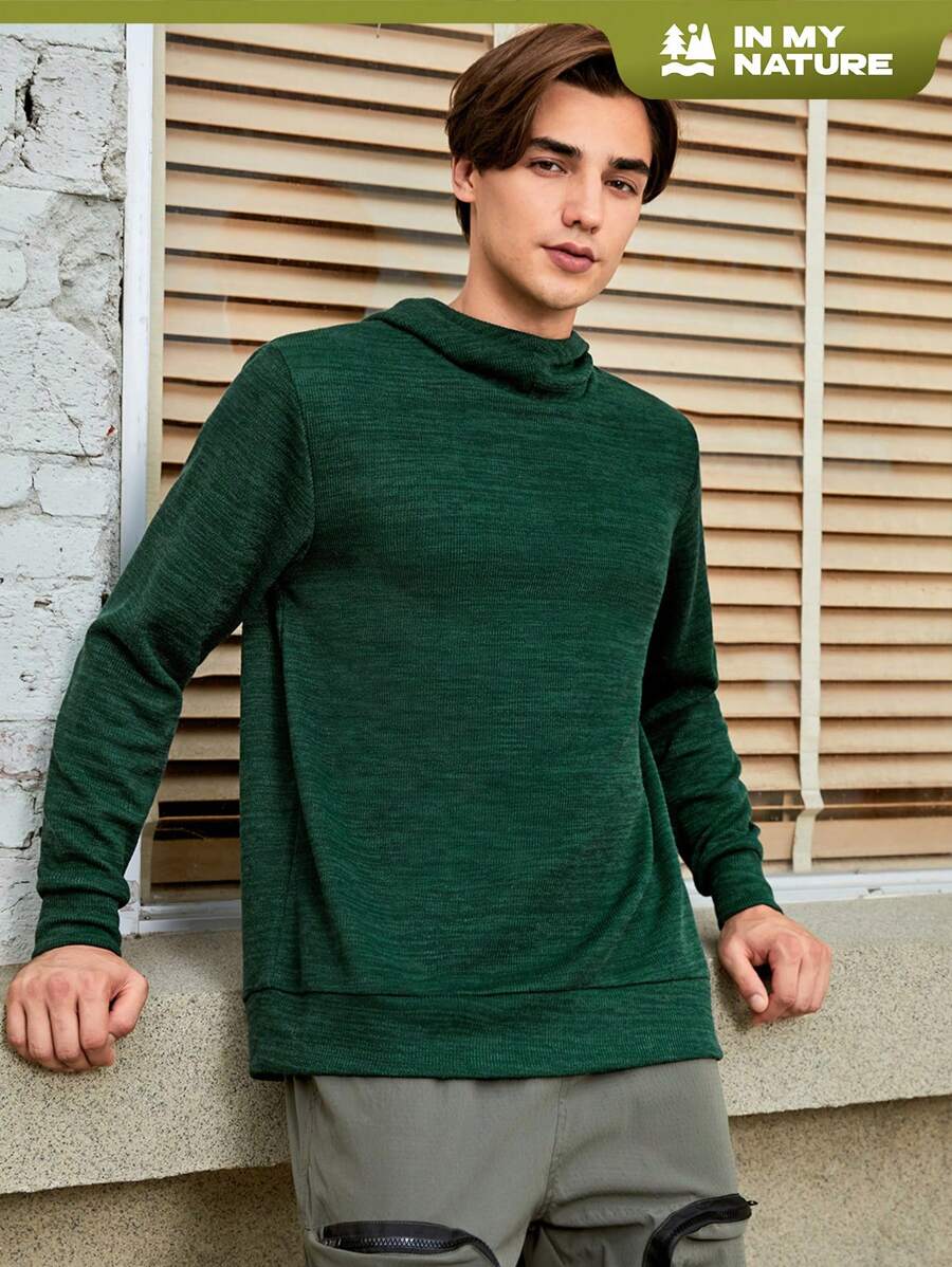 In My Nature Men Solid Outdoor Hoodie - Army Green - View 1