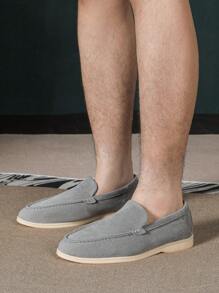 Men's Classic Loafers, Round Toe, 2024 Summer And Autumn New Arrivals, Versatile Men's Dress Shoes, British Style Loafers, Flat, Breathable, Casual, Soft-Sole With Handmade Craftsmanship, Large Size 43-46 - Grey - View 2