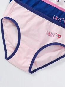 Tween Girl 6 Packs Triangle Panties With Heart Print, Color-Blocking, And Edging Design - Multicolor - View 4