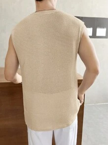 SWAVVY Men Summer Leisure Solid Color Wide Strap Tank Top