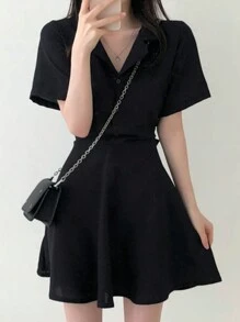 DAZY Women Solid Color Cinching Waist Short Dress Summer Sundress,Casual Women Dresses