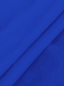 SHEIN LUNE Áo kiểu dáng rộng không tay cổ chữ V màu trơn có diềm xếp nếp mùa hè dành cho nữ - Màu xanh lam - Xem 6