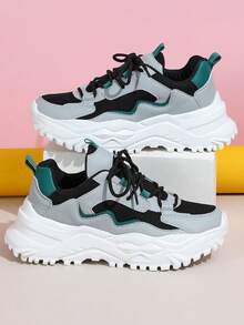 New Contrast Color Thick-Soled Women Shoes For Spring, Women Chunky Sneakers - Multicolor - View 2