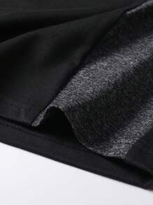 Men Contrast Panel Tee & Drawstring Waist Shorts, Breathable - Black - View 4