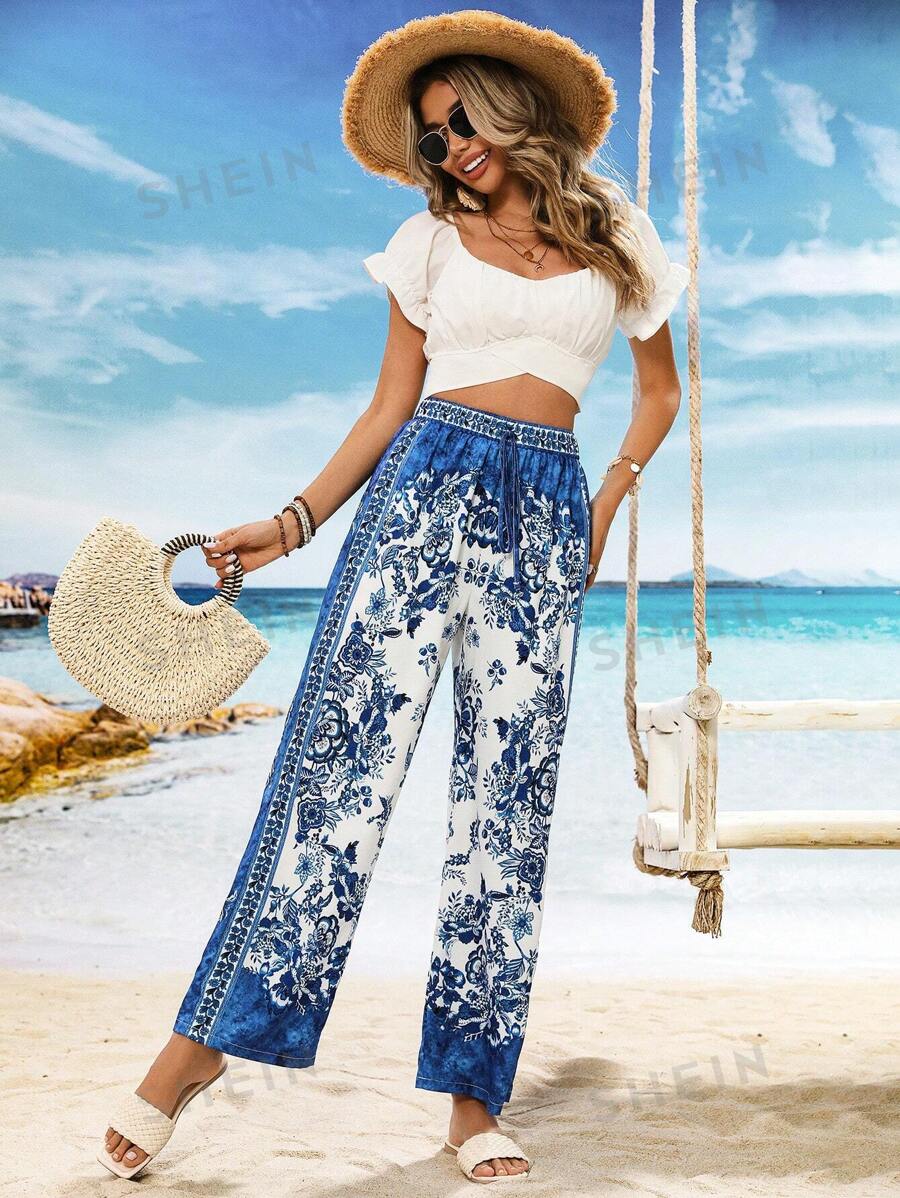 56% OFF] Stylish V-Neck Long Sleeve Floral Print Loose-Fitting Women's