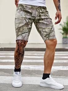 Manfinity LEGND Pantalones cortos Bermuda de camuflaje para hombres con bolsillos, pantalones cortos de mezclilla casuales - Multicolor - Ver 4