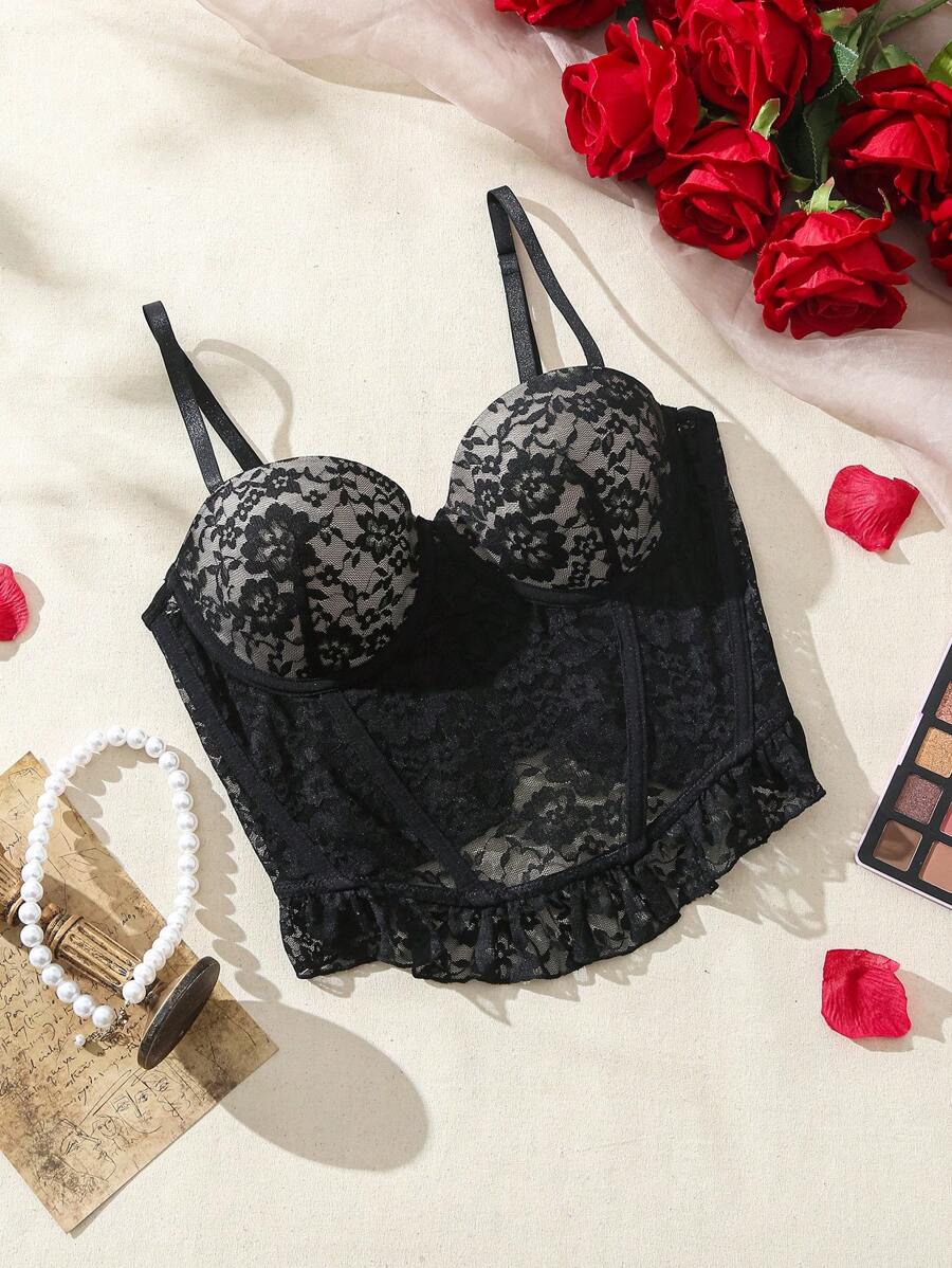 Tassel & Ruffle Hem Design Bralette, Lingerie