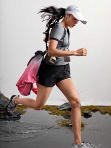 In My Nature Summer V-Neck Mesh Splice Short Sleeve Outdoor T-Shirt