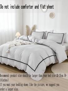 3件套灰色床上用品，饰有蓬松绒球，波西米亚农舍风格，包含1个被套和2个枕套，柔软超细纤维材质，男女通用 - 淺灰色 - 查看 6