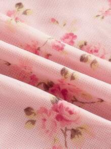 SHEIN MOD Top con hombros descubiertos, volantes y tirantes cruzados en floral rosa para mujer