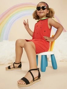 Mini mi Sandalias planas casuales de estilo bohemio para niños, perfectas para viajar y vacaciones - Negro - Ver 1