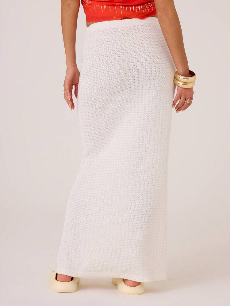 Casual Textured Low Rise Maxi Skirt Elegant Summer Sexy Chic Vacation