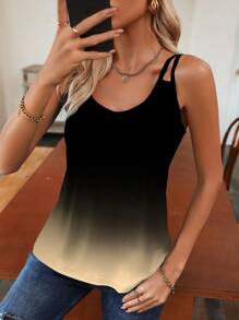 EMERY ROSE Áo ba lỗ họa tiết khối màu Áo thun nữ - Màu be - Xem 4