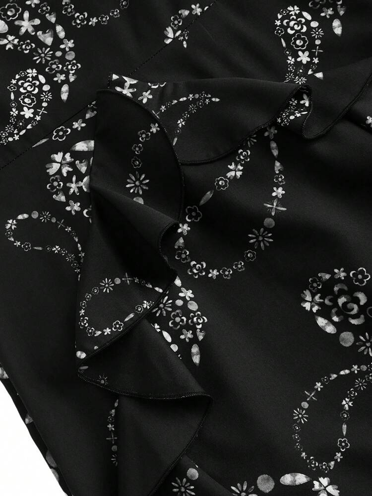 Artist Casual Sleeveless Floral Flower Dress With Ruffle Trim For Women, Summer Dress Outfit, Holiday, Party, Vacation, Birthday Outfits, Festival, Ibiza Fits, Western Wear, Prom Dress, Brunch Outfits, Tea Party Dress