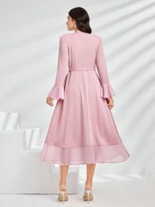 Modelyn 女式裹领阿拉伯连衣裙，饰有水钻 - 粉色 - 查看 2