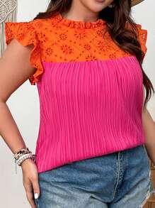 SHEIN VCAY Koszula damska na lato w dużym rozmiarze z bufiastymi rękawami i falbankami - Wielokolorowe - Zobacz 2