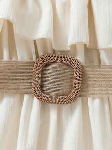 SHEIN Vintaside Kids 寶寶女孩輕鬆優雅簡約多用途無肩吊帶連身褲，春夏季 - 紫色 - 查看 3